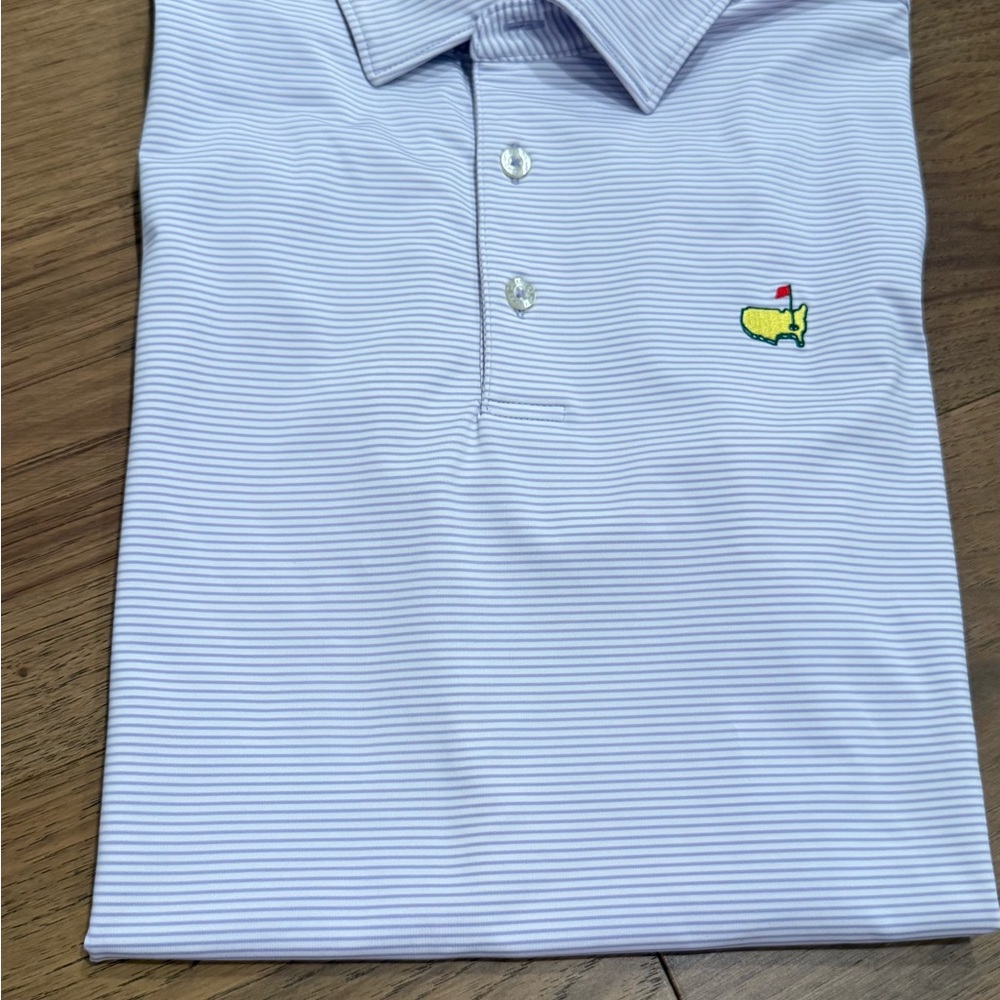 Lavender and white Micro-Stripe Polo with Embroidered Golf Emblem